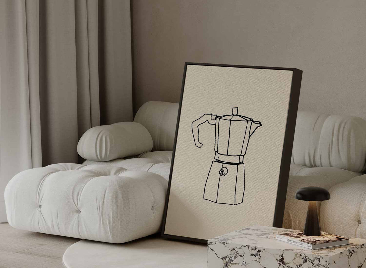 Minimalistische Mokkakan Tekenkunst – portret kunstwerk als wanddecoratie, afbeelding 13