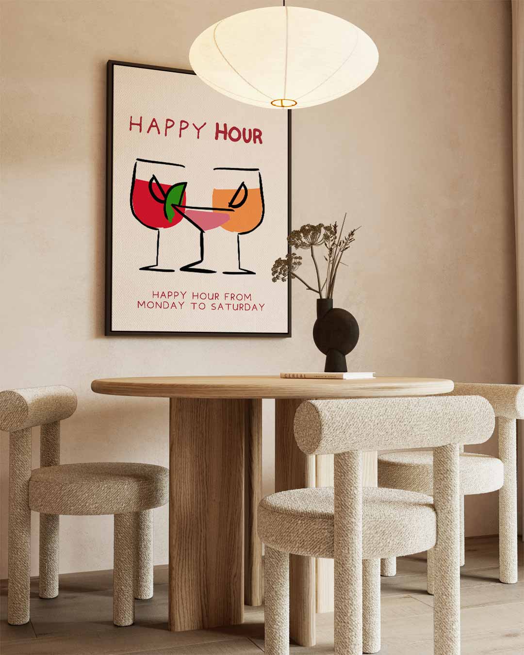 Happy Hour Glaskunstwerk – canvas wanddecoratie in portret formaat