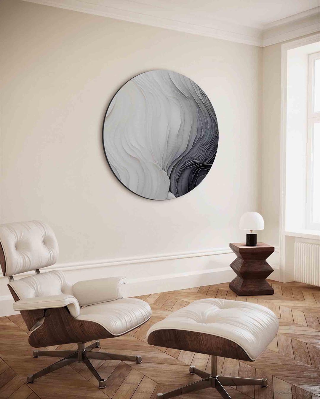 Gelaagde structuren – kleurrijke ronde wanddecoratie van WallArtistic