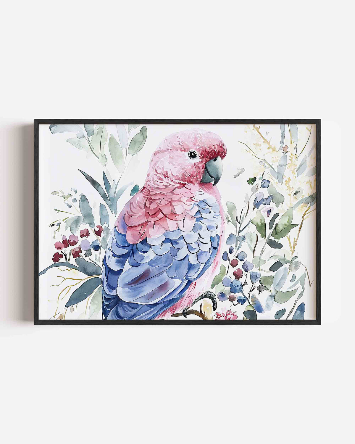 Papegaai en bladeren – dieren landscape poster als wanddecoratie