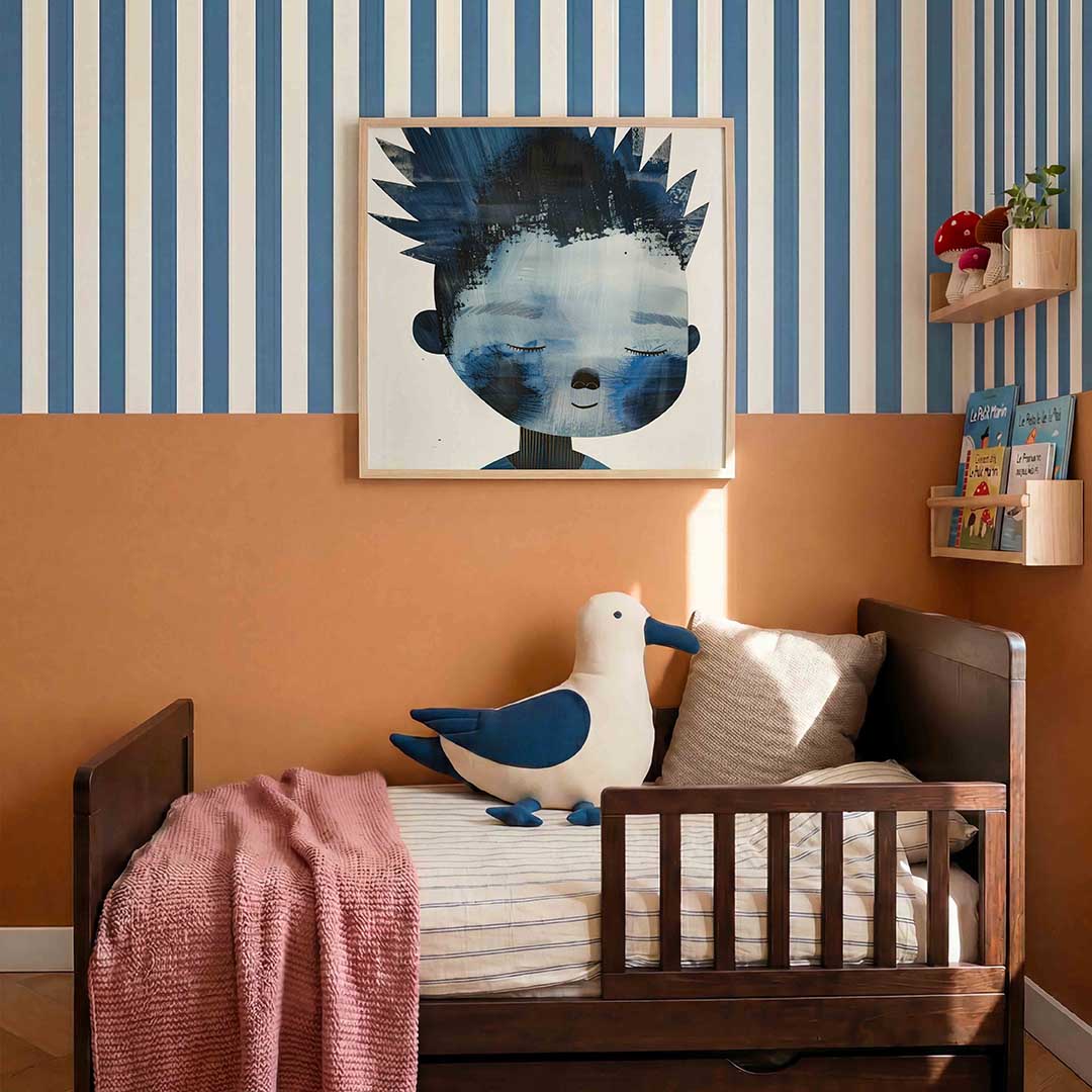 Blauw gezicht – kids poster in vierkant formaat