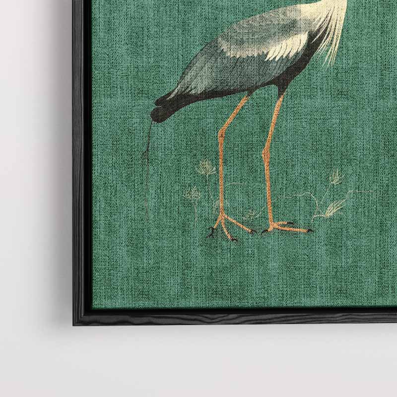 Elegante Kraanvogel Illustratie – modern portret kunstwerk van WallArtistic