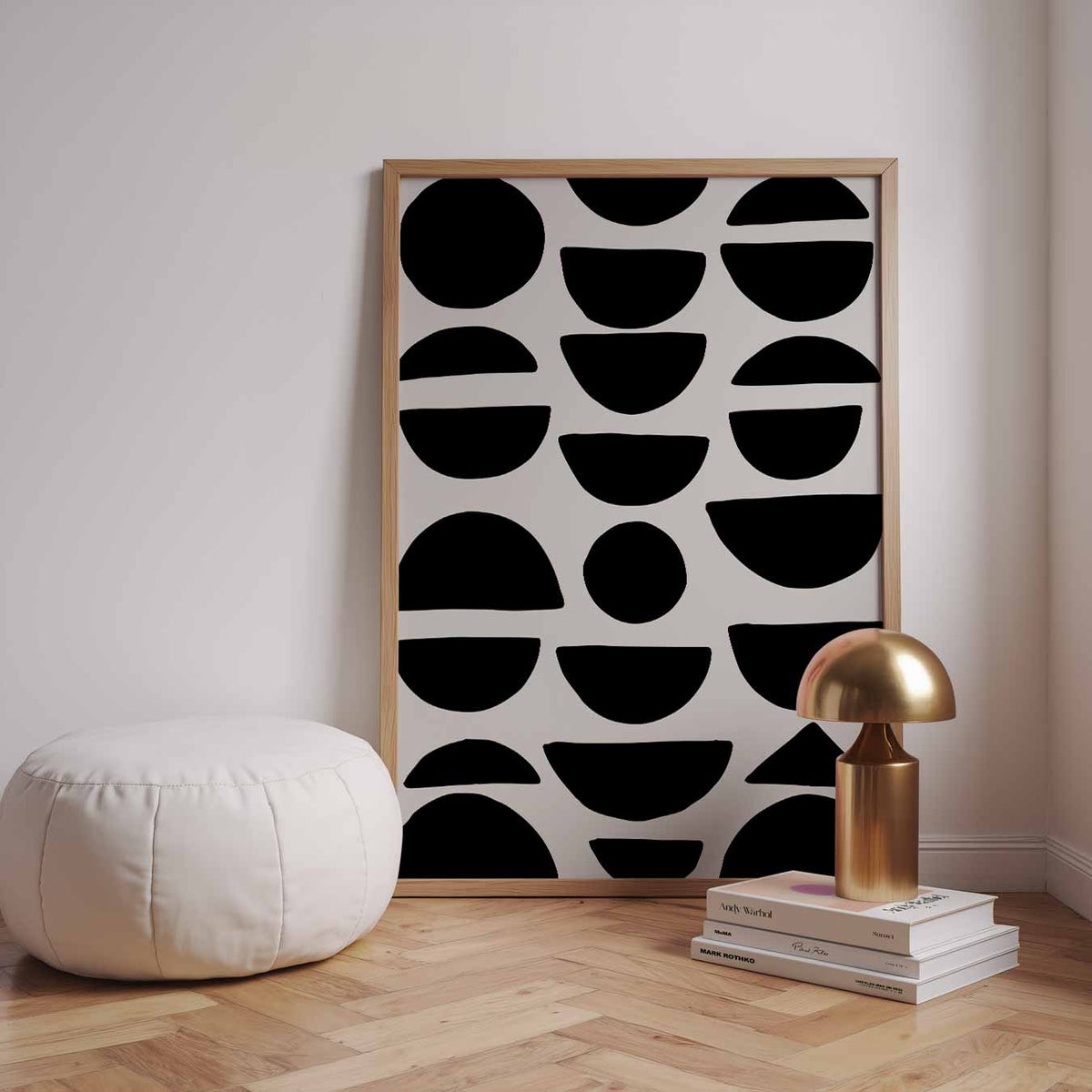 Moderne Zwart-Wit Geometrische – staande kleurrijke abstracte wanddecoratie van WallArtistic