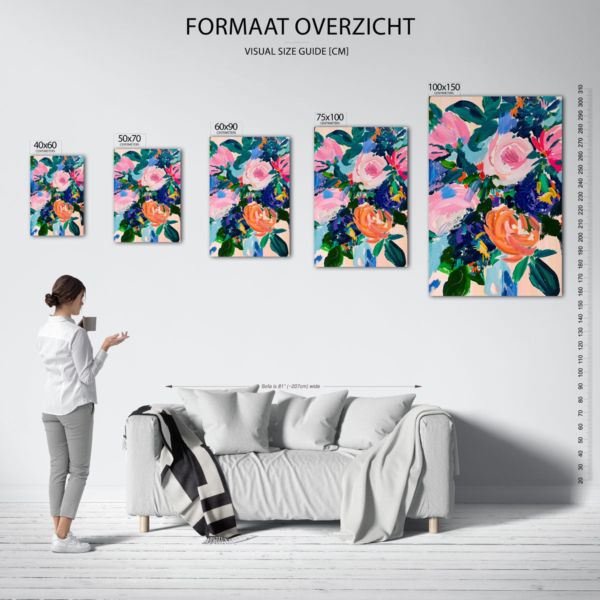 Kleurrijke bloemenpracht – staande wanddecoratie van WallArtistic