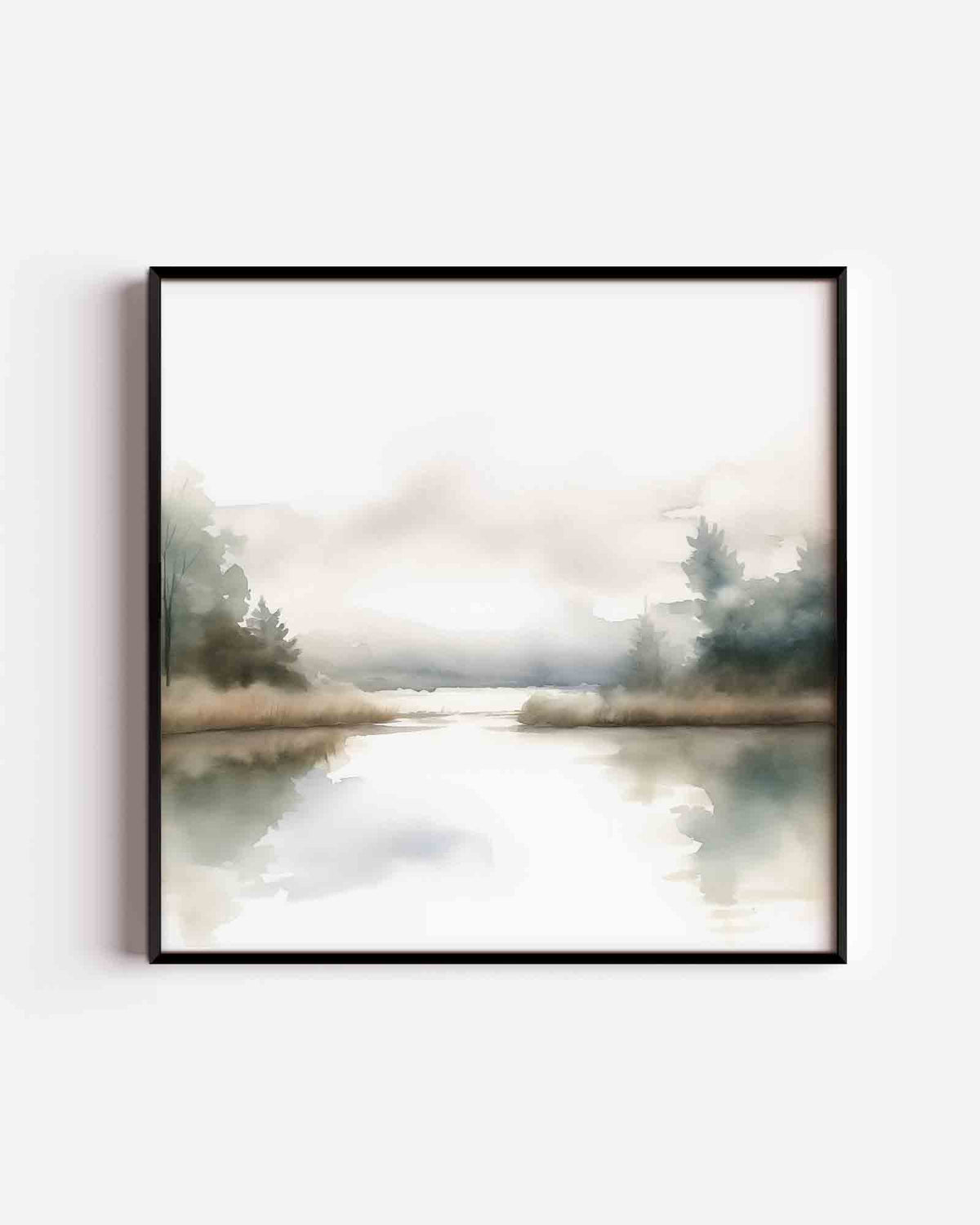 Landschap met mistige bomen – vierkante poster met kleur en vormen als wanddecoratie
