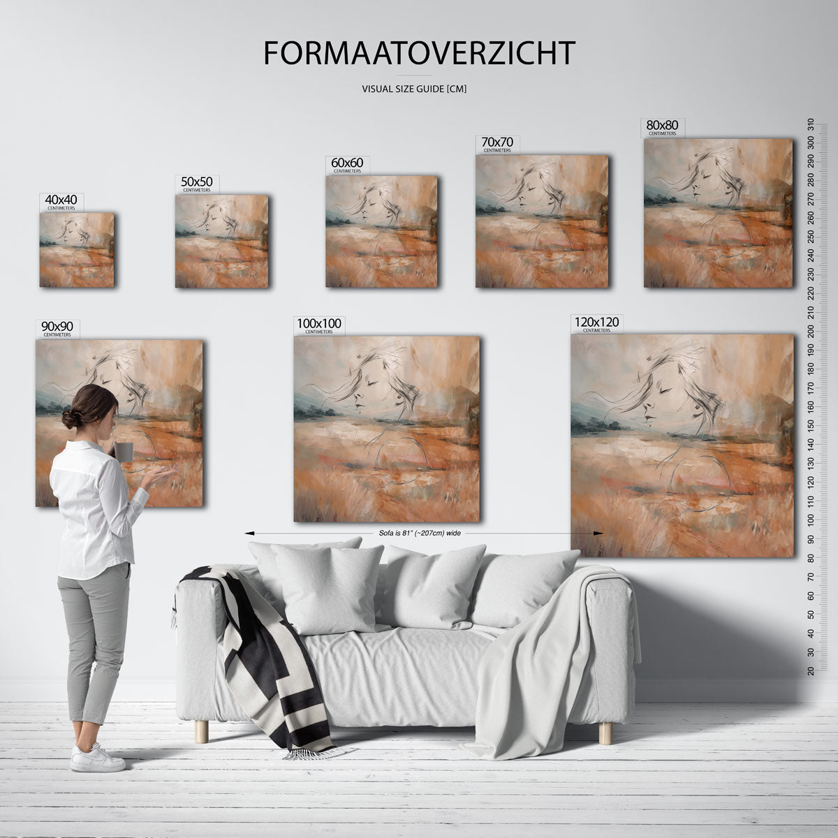 Dromerig landschap met gezicht – vierkante muurposter met kleurrijke vormen
