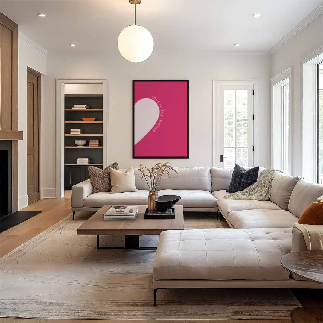 Liefde is het Antwoord Canvas – plexiglas wanddecoratie in portret formaat