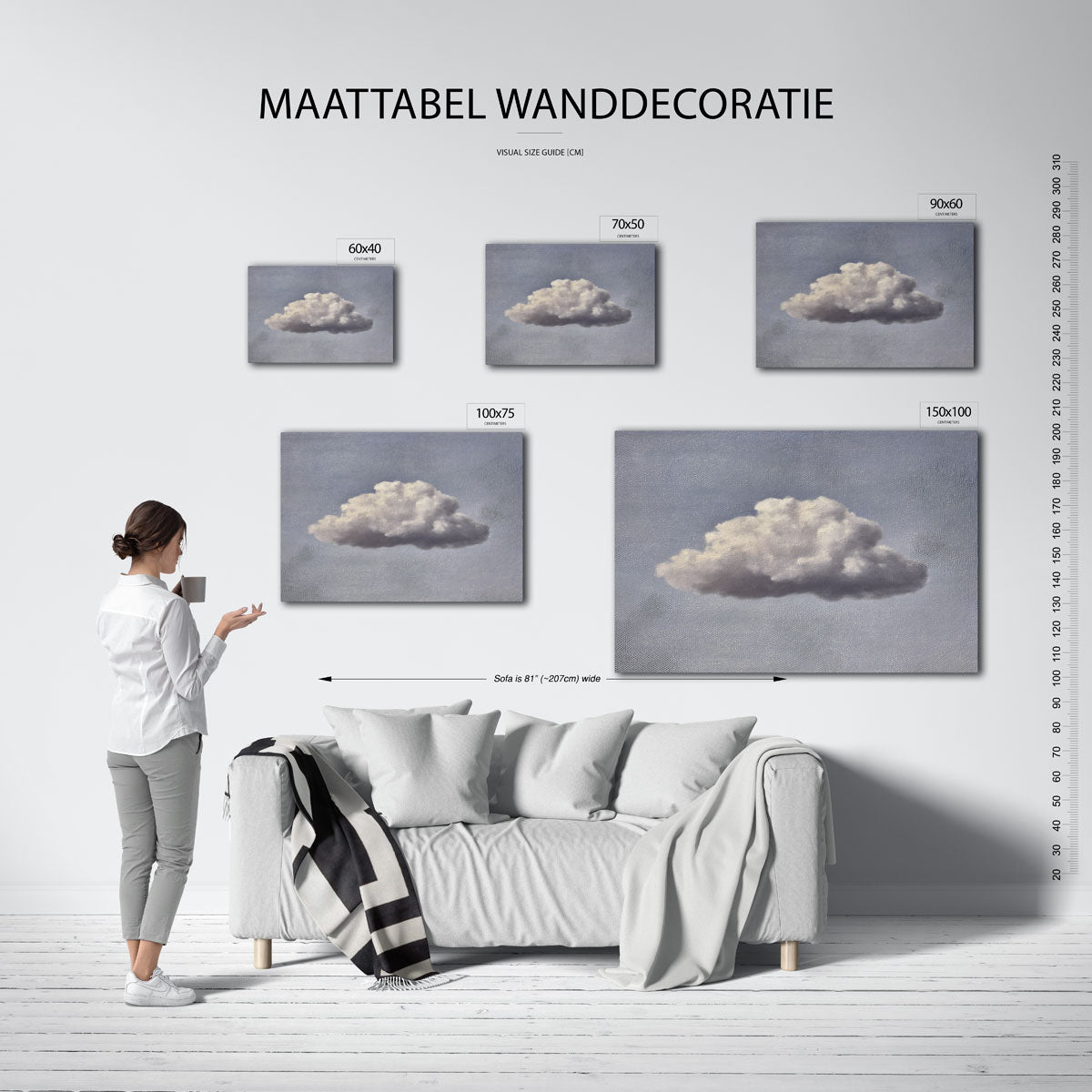 Dromerige wolk – moderne liggende wandkunst