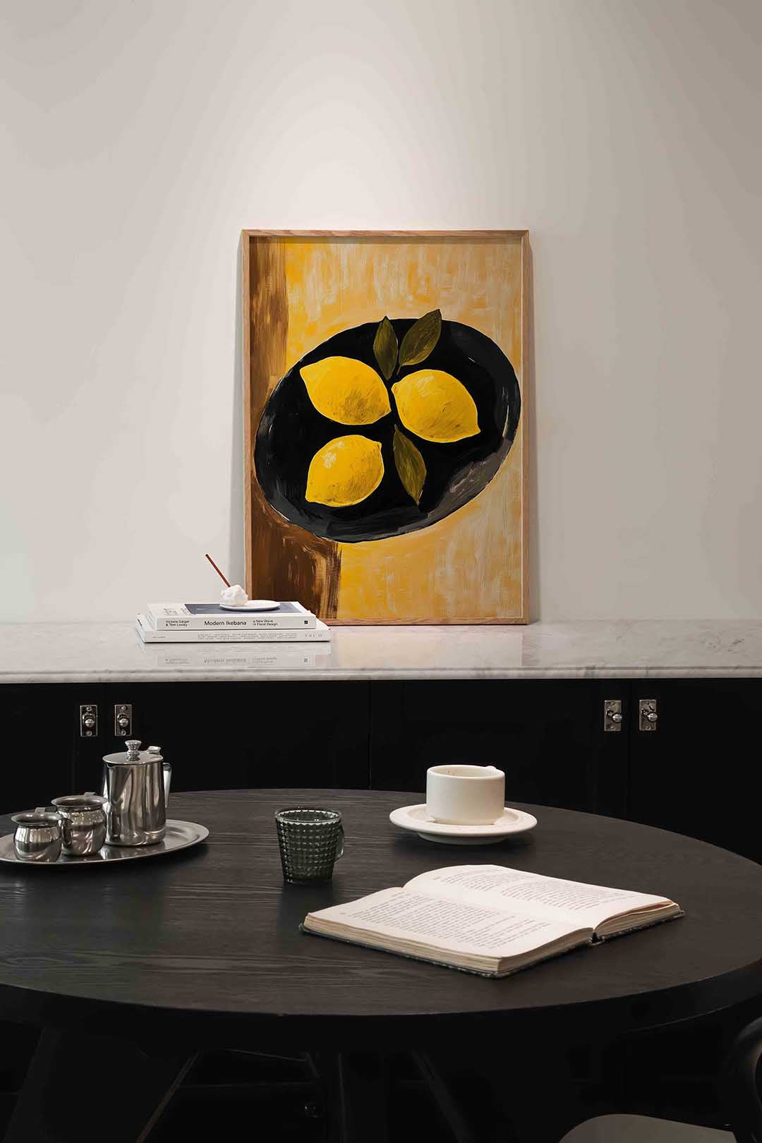 Citroenen op schaal – moderne poster in staand formaat