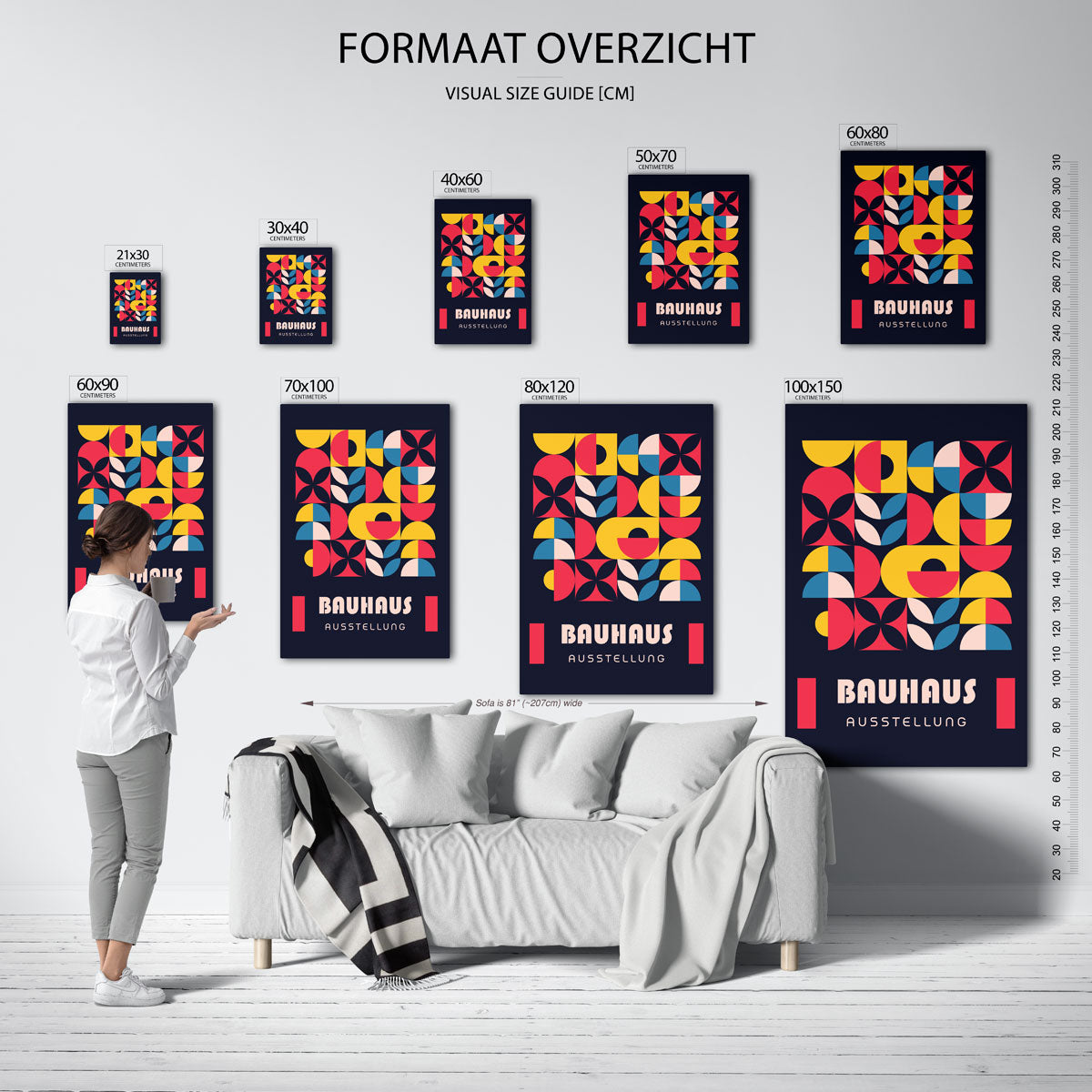 Vormritme en kleur – geometrische poster in Bauhaus-stijl van WallArtistic