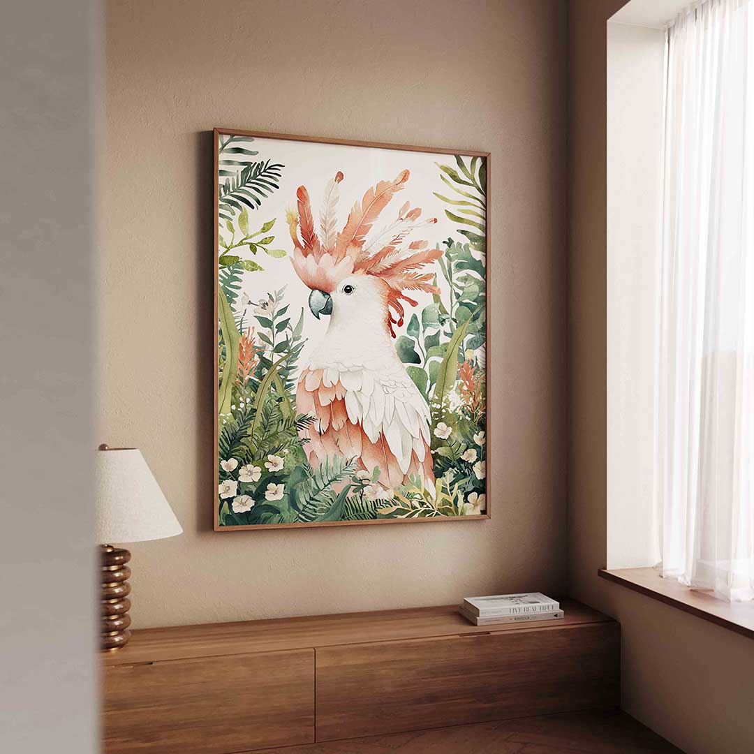 Papegaai in jungle – dierenillustratie als portret poster