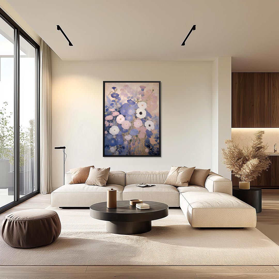 Bloemrijke compositie – kunstwerk als stijlvolle wanddecoratie