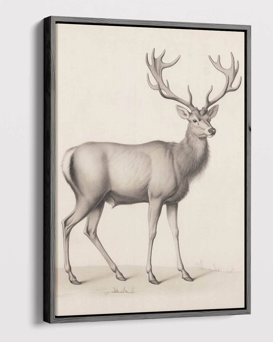 Majestueuze Hertentekening – canvas wanddecoratie in portret formaat