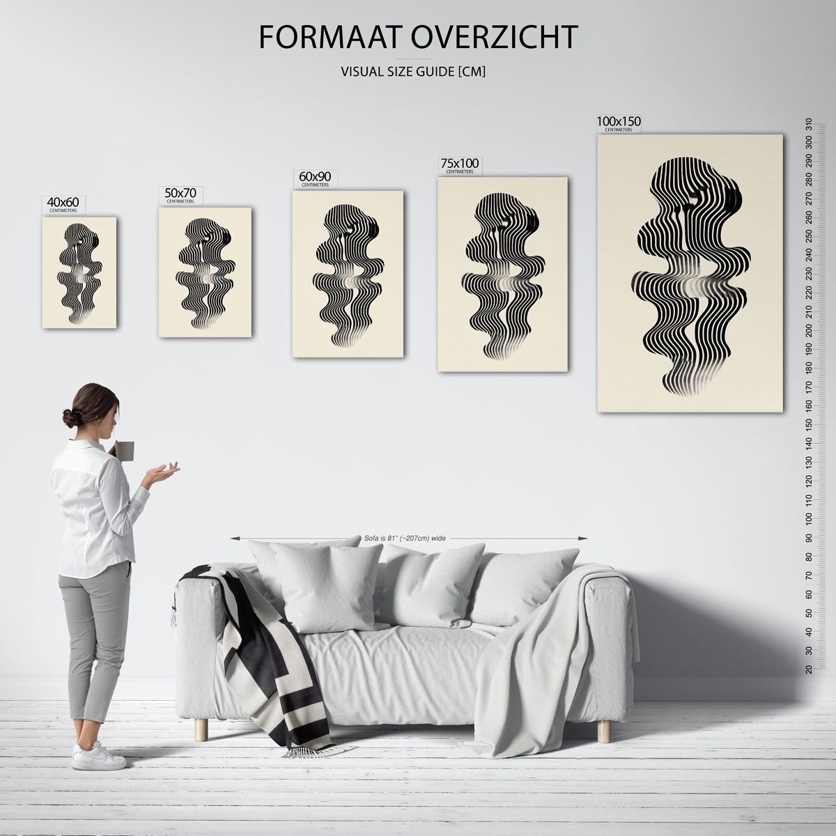Golvende lijnen – staande wanddecoratie van WallArtistic
