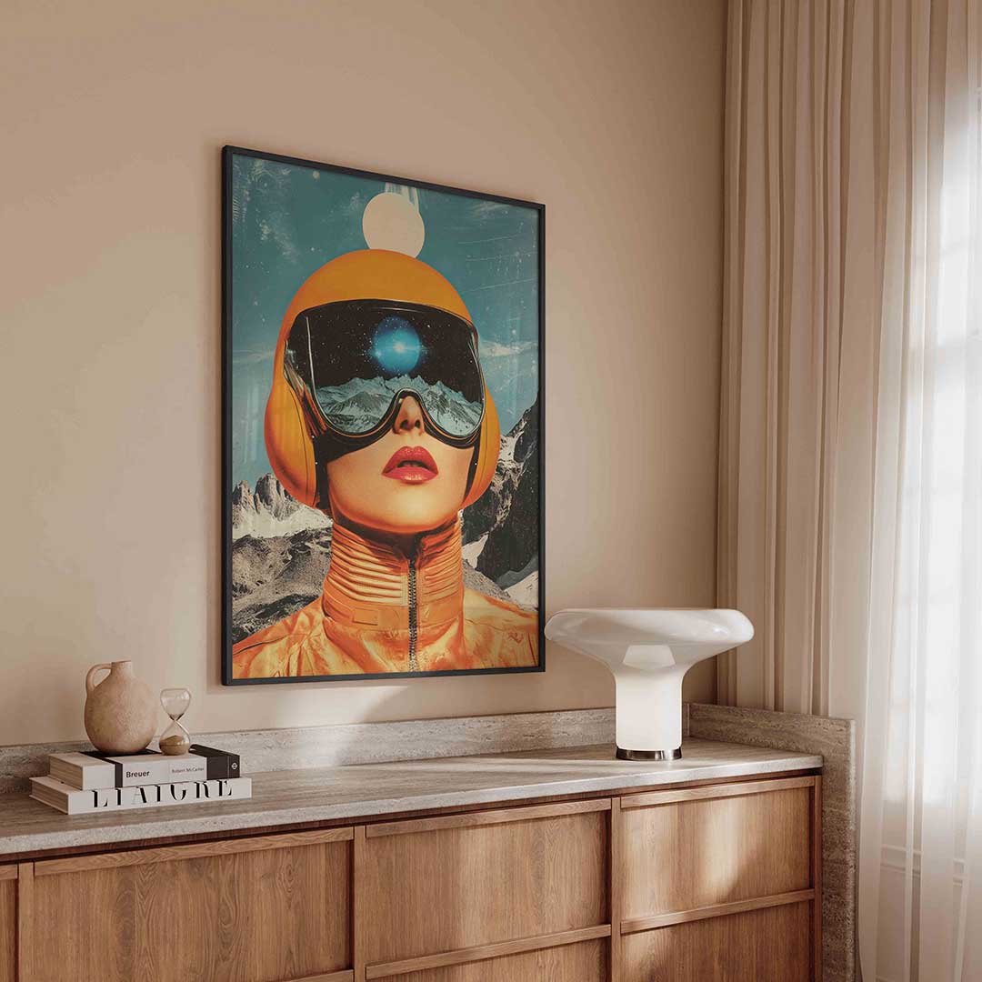 Retro futuristische ruimte – surreal poster in staand formaat