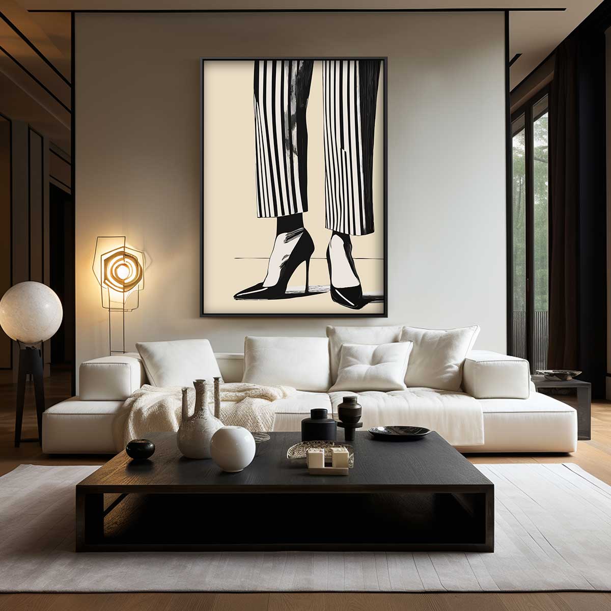 Strakke Strepen Elegantie – staand kunstwerk voor modern interieur
