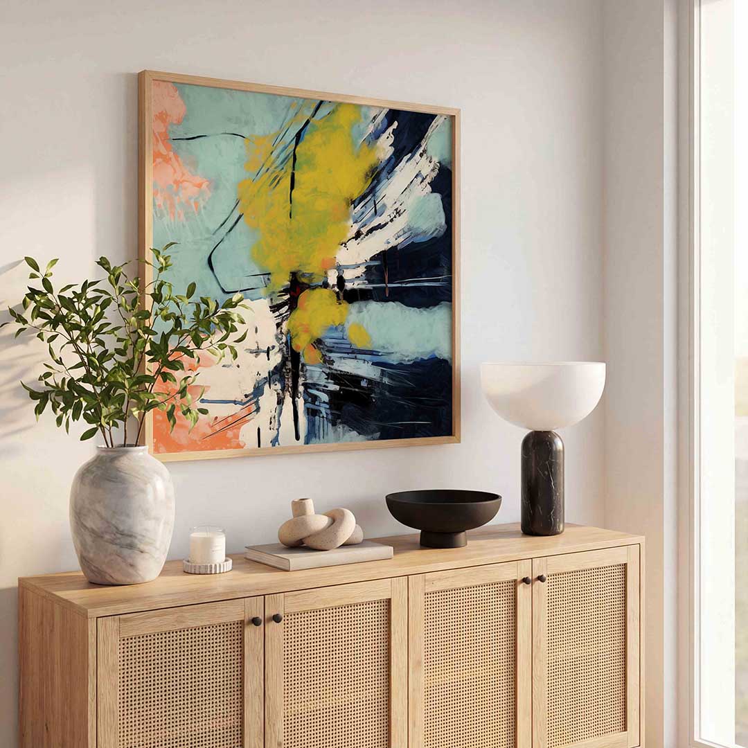 Abstracte vormen – kleurrijke poster in vierkant formaat