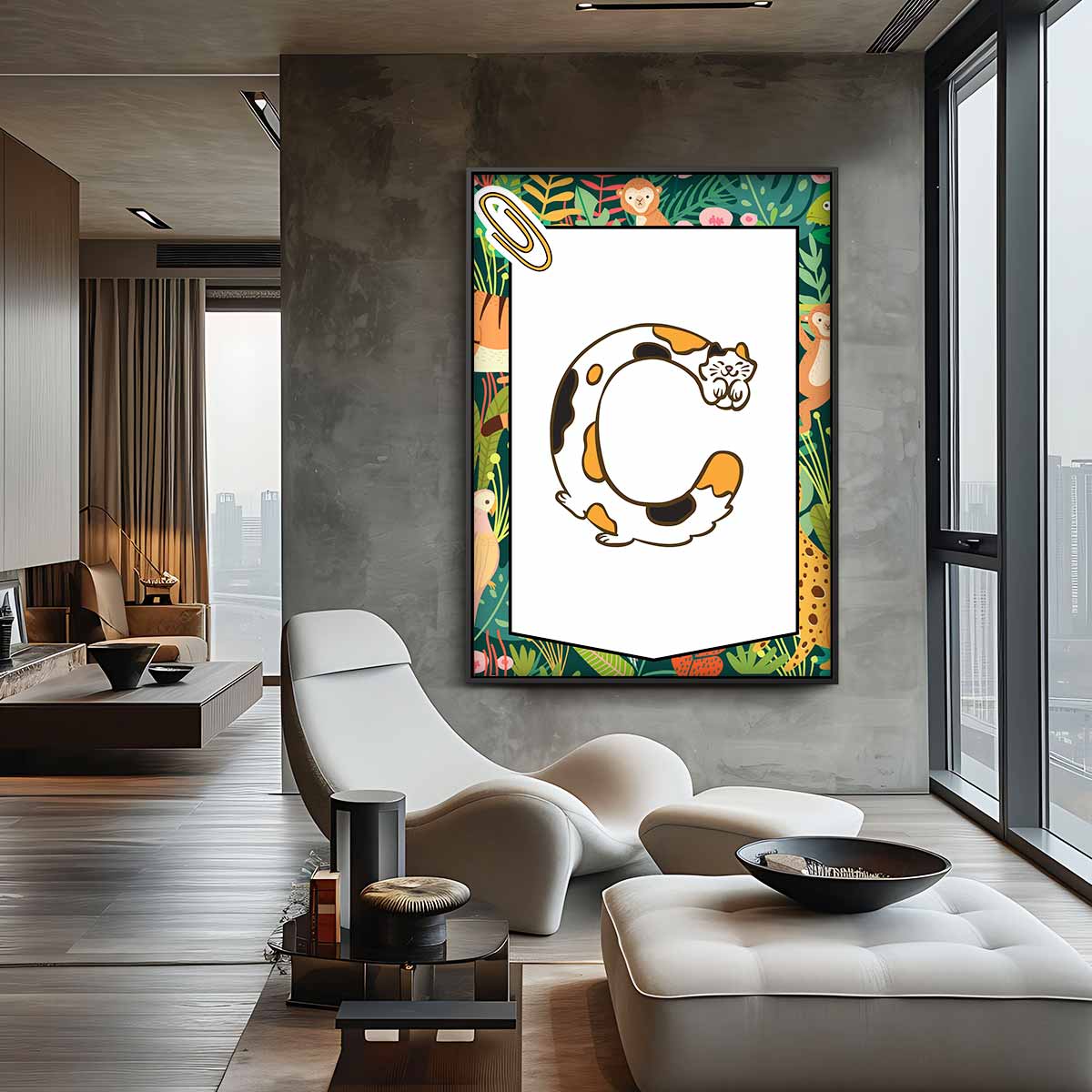 Slaapkat Alfabet Print – canvas wanddecoratie in portret formaat