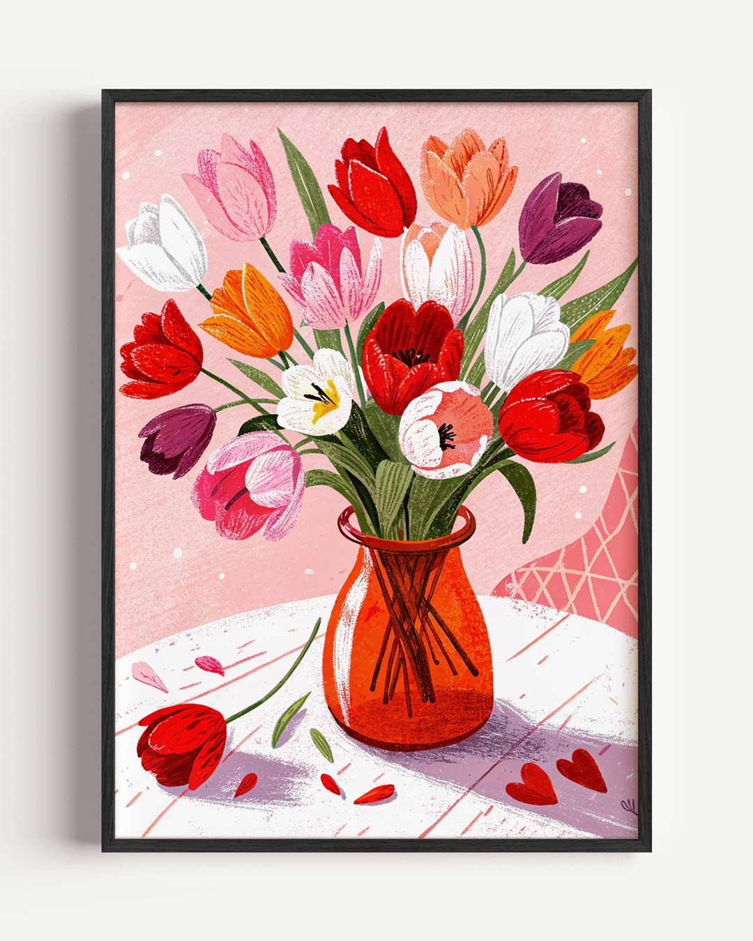Vrolijke Tulpenbloesem – bloemen portret poster als wanddecoratie