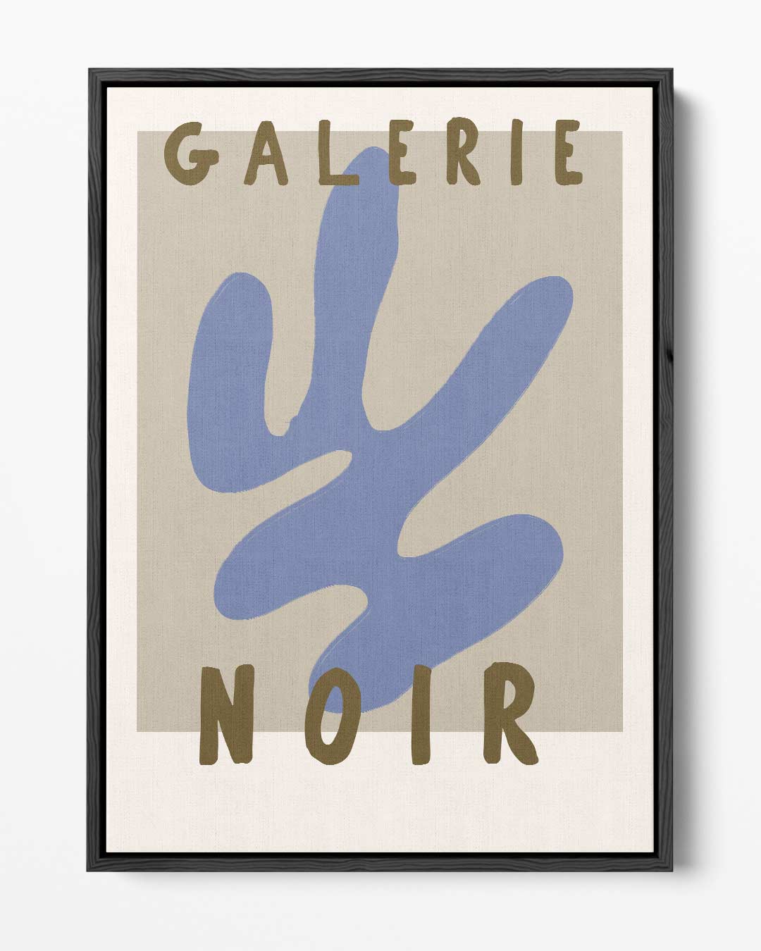 Retro Abstract Blauw en Bruin Poster – portret kunstwerk als wanddecoratie