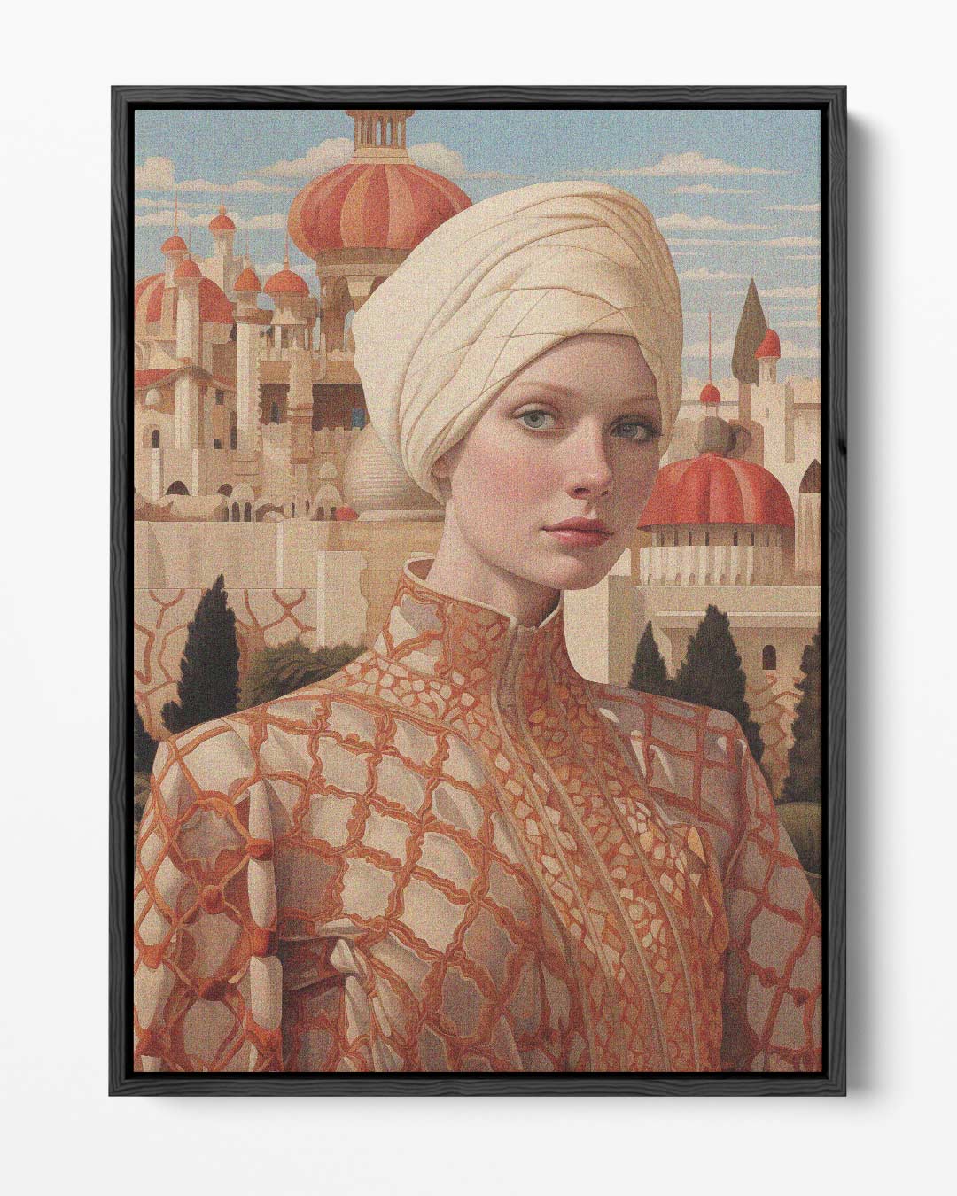 Oosters Elegantie Portret – portret kunstwerk als wanddecoratie