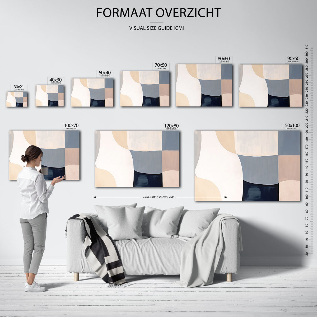 Abstracte vormen – liggende muurposter met kleurrijke abstracte vormen