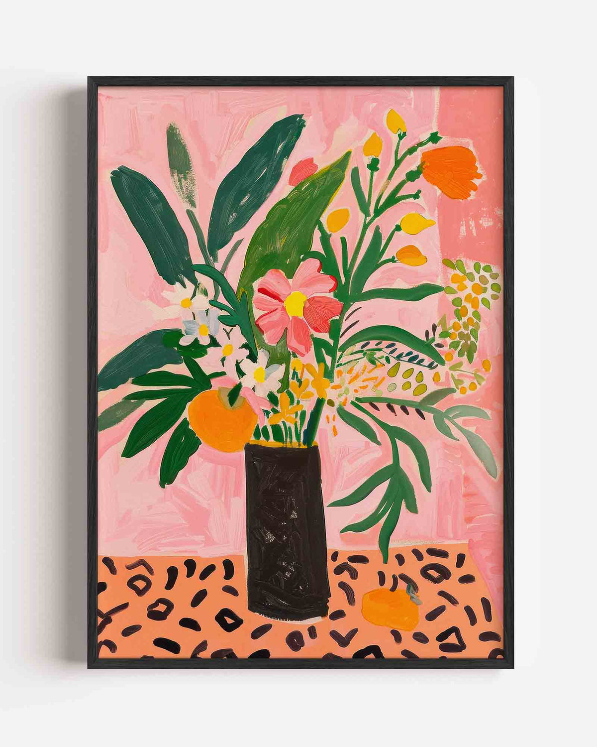Bloemen en bladeren – kleurrijke illustratie portret poster als wanddecoratie