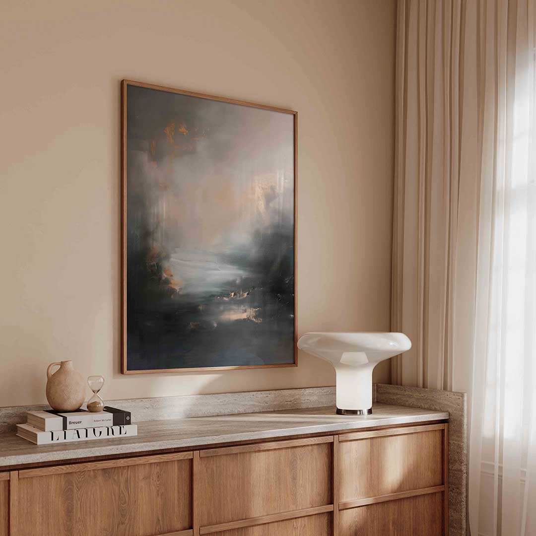 Abstracte grijze en beige – textuur poster in staand formaat