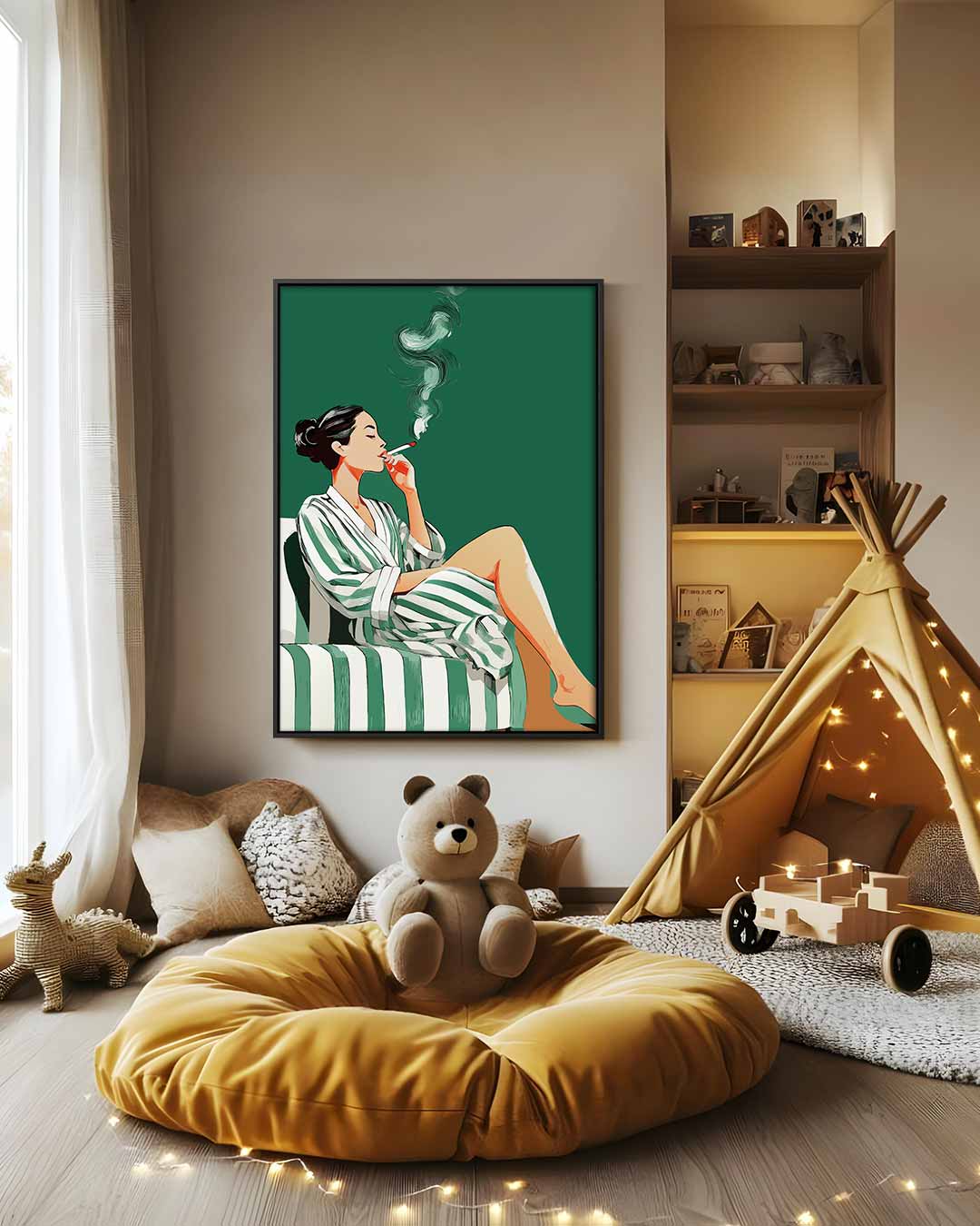 Ontspannen Moment – modern portret kunstwerk van WallArtistic