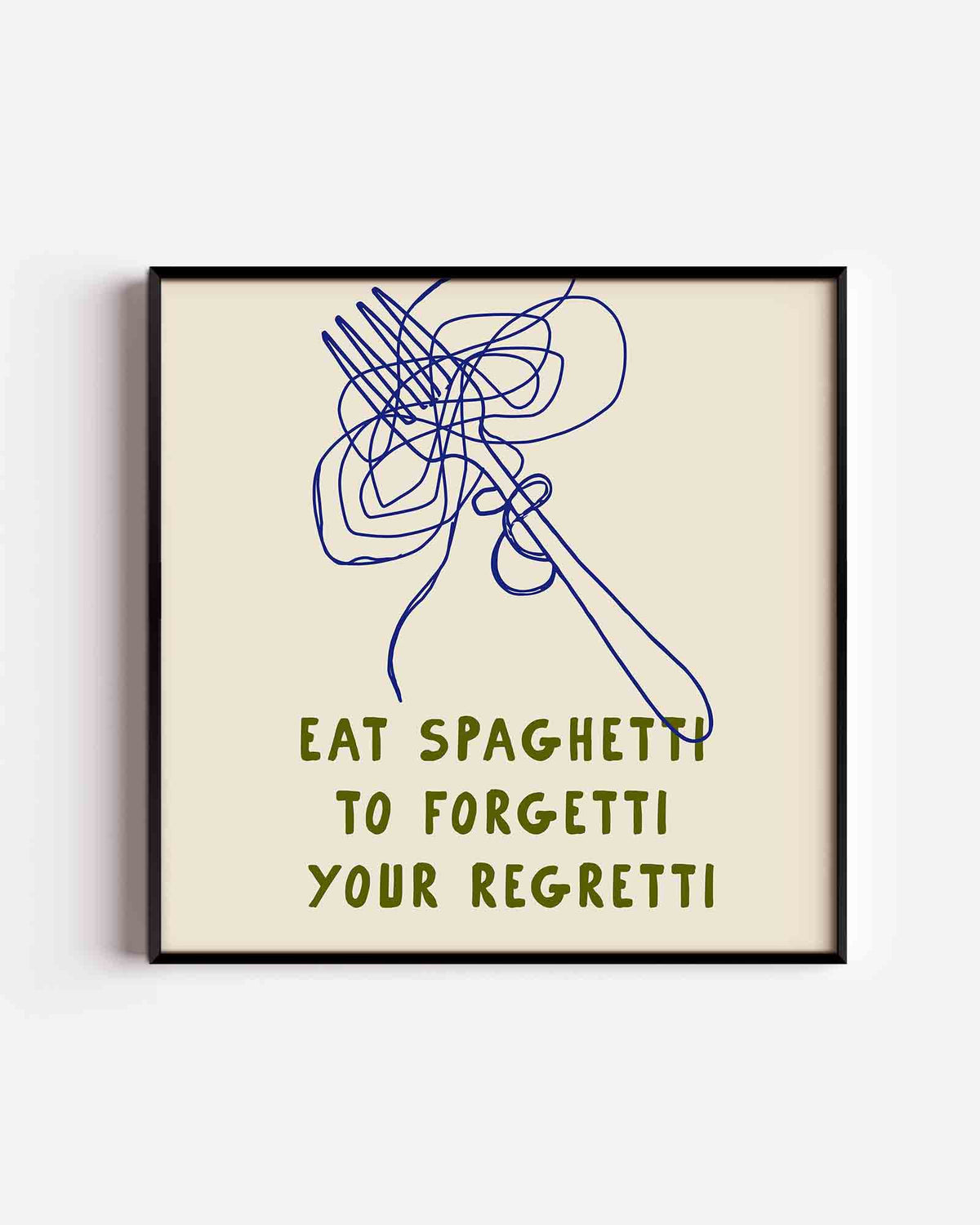Spaghetti en vork – keuken vierkante poster als wanddecoratie