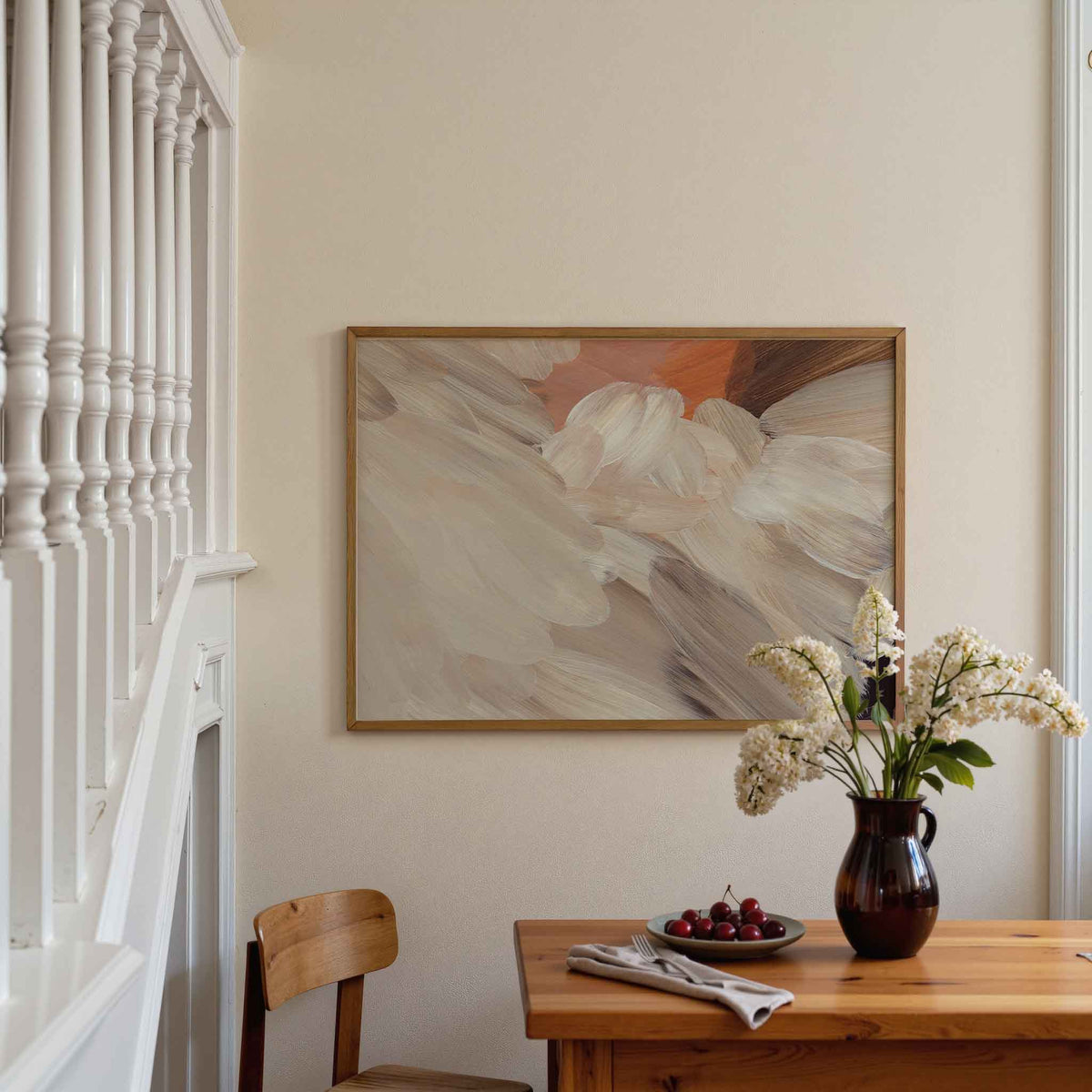 Abstracte penseelstreken – artistieke poster in liggend formaat