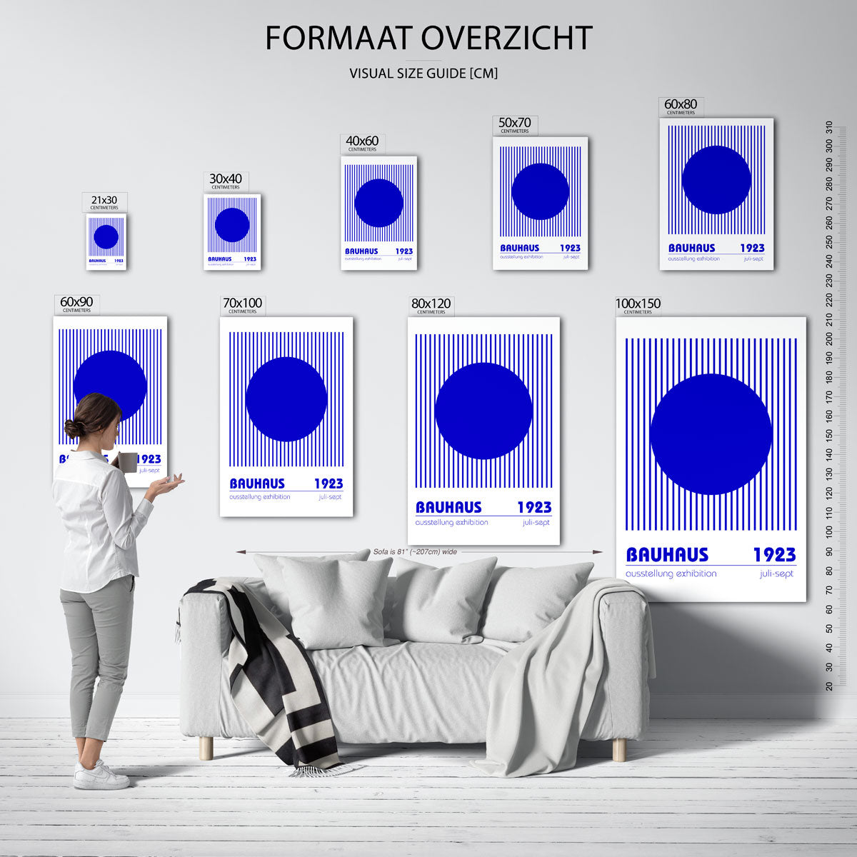 Lijnen en cirkel – geometrische poster in Bauhaus-stijl van WallArtistic