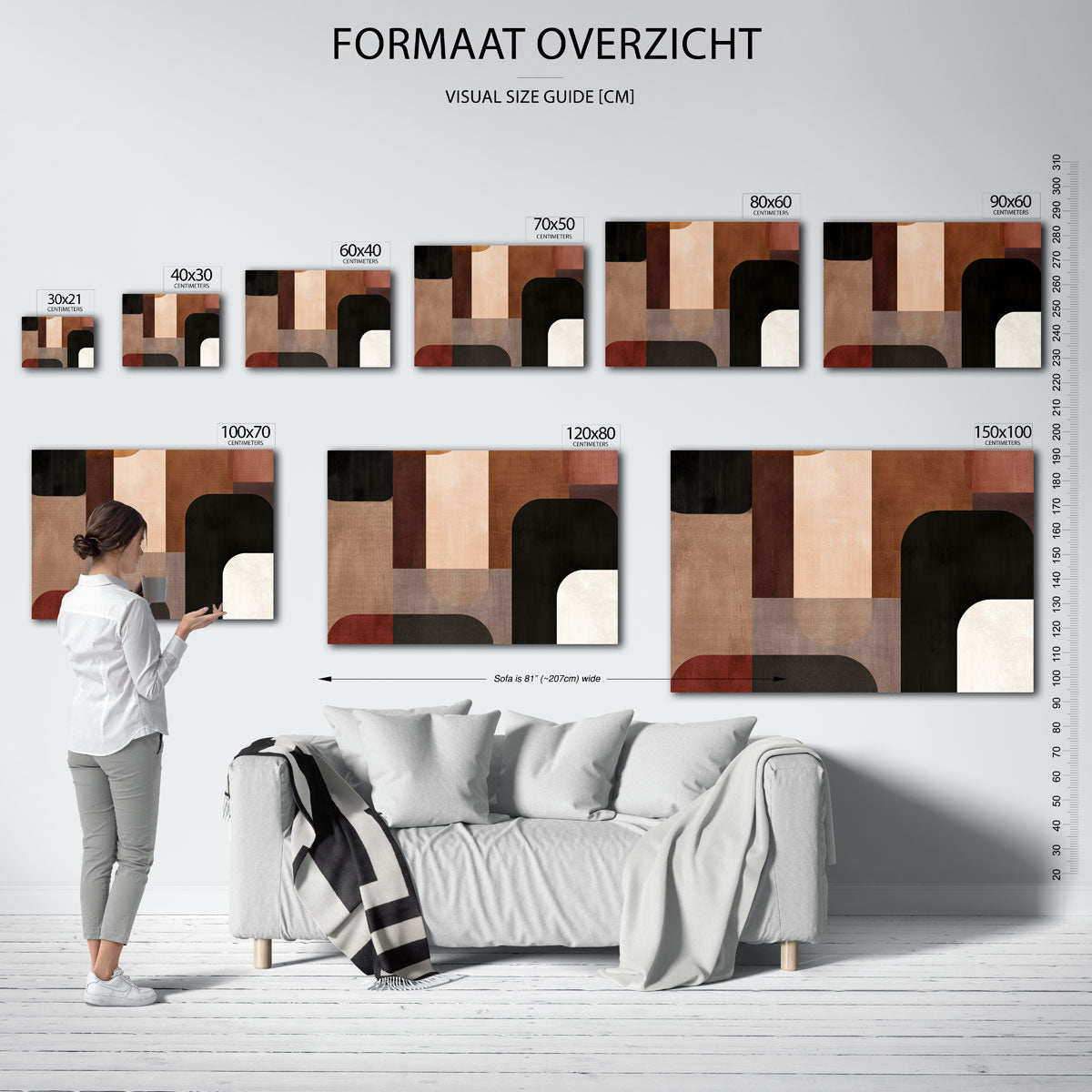 Abstracte vormen – liggende muurposter met abstracte vormen