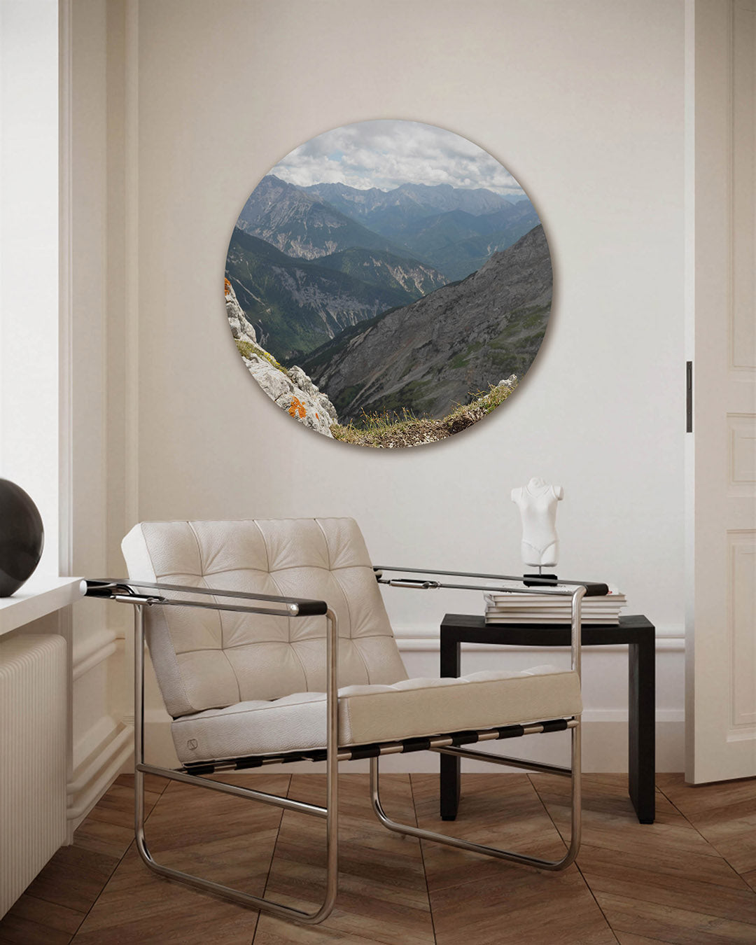 Berglandschap – fotografie muurcirkel als ronde wanddecoratie