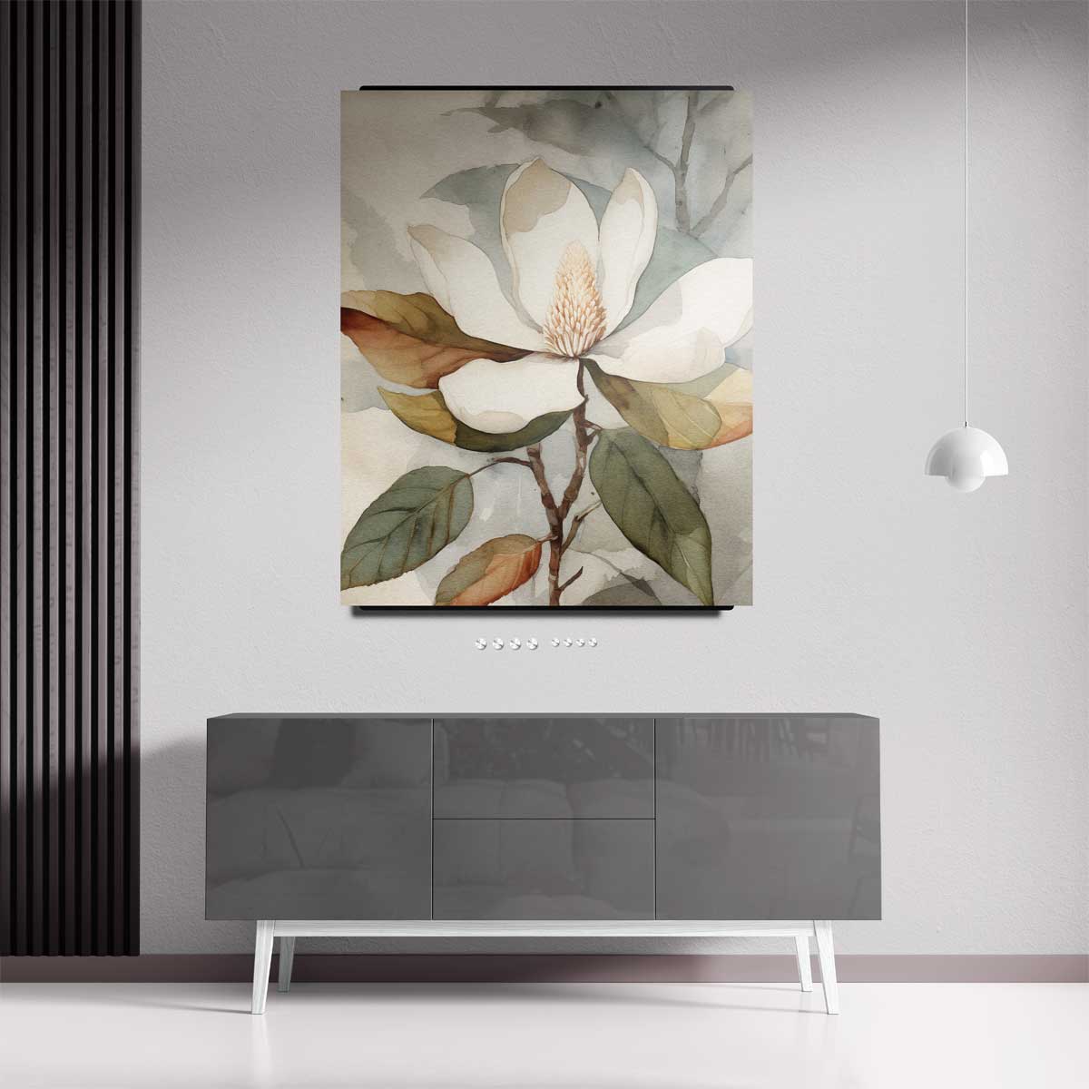 Elegante Magnolia Aquarel – staand kunstwerk voor modern interieur