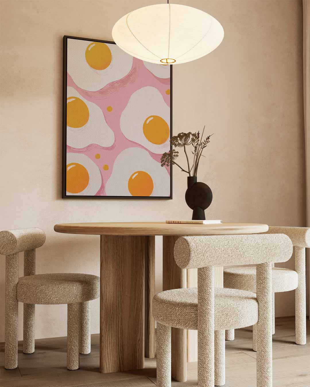 Vrolijke Spiegelei Illustratie – canvas wanddecoratie in portret formaat