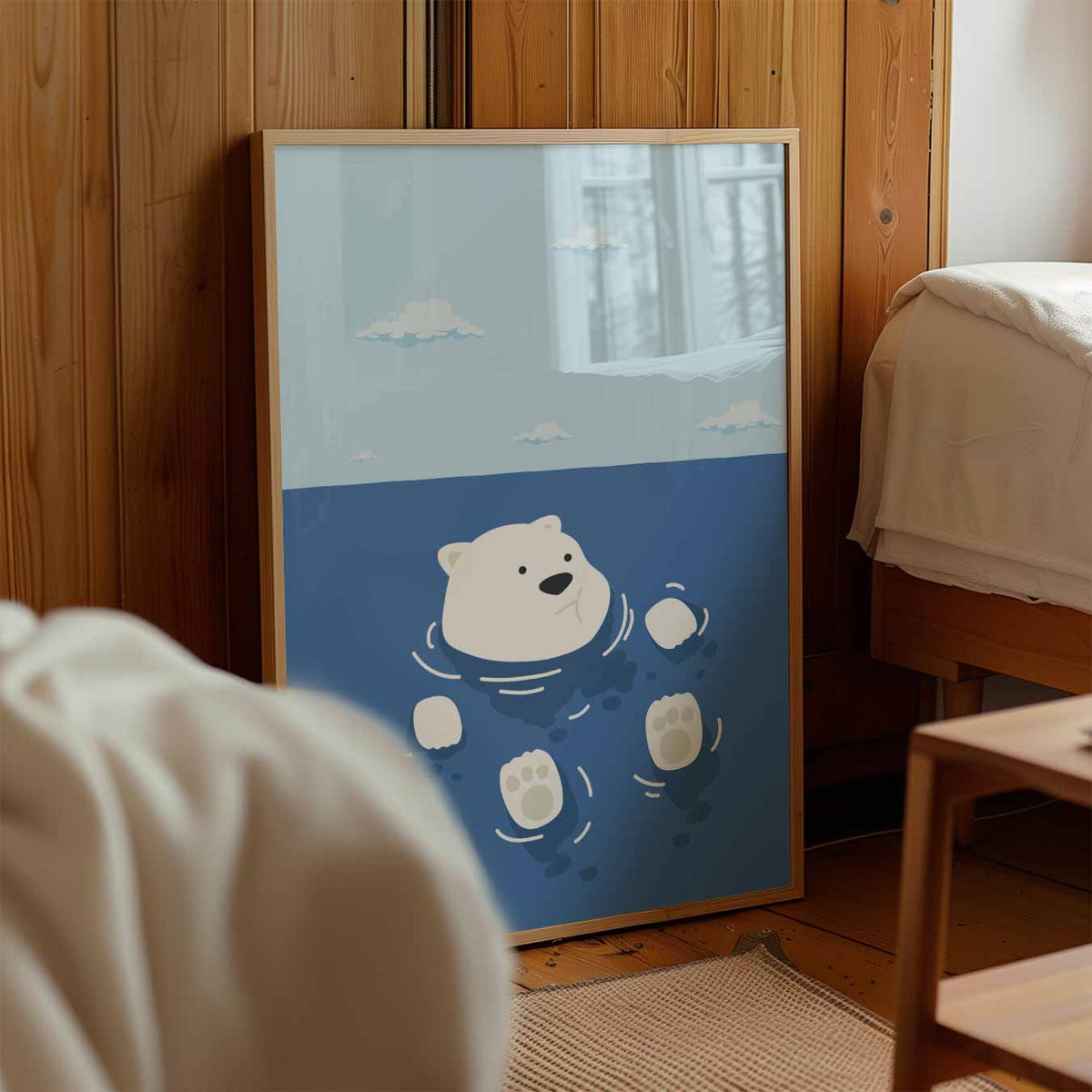 Zwemmende IJsbeer – kinderposter in staand formaat