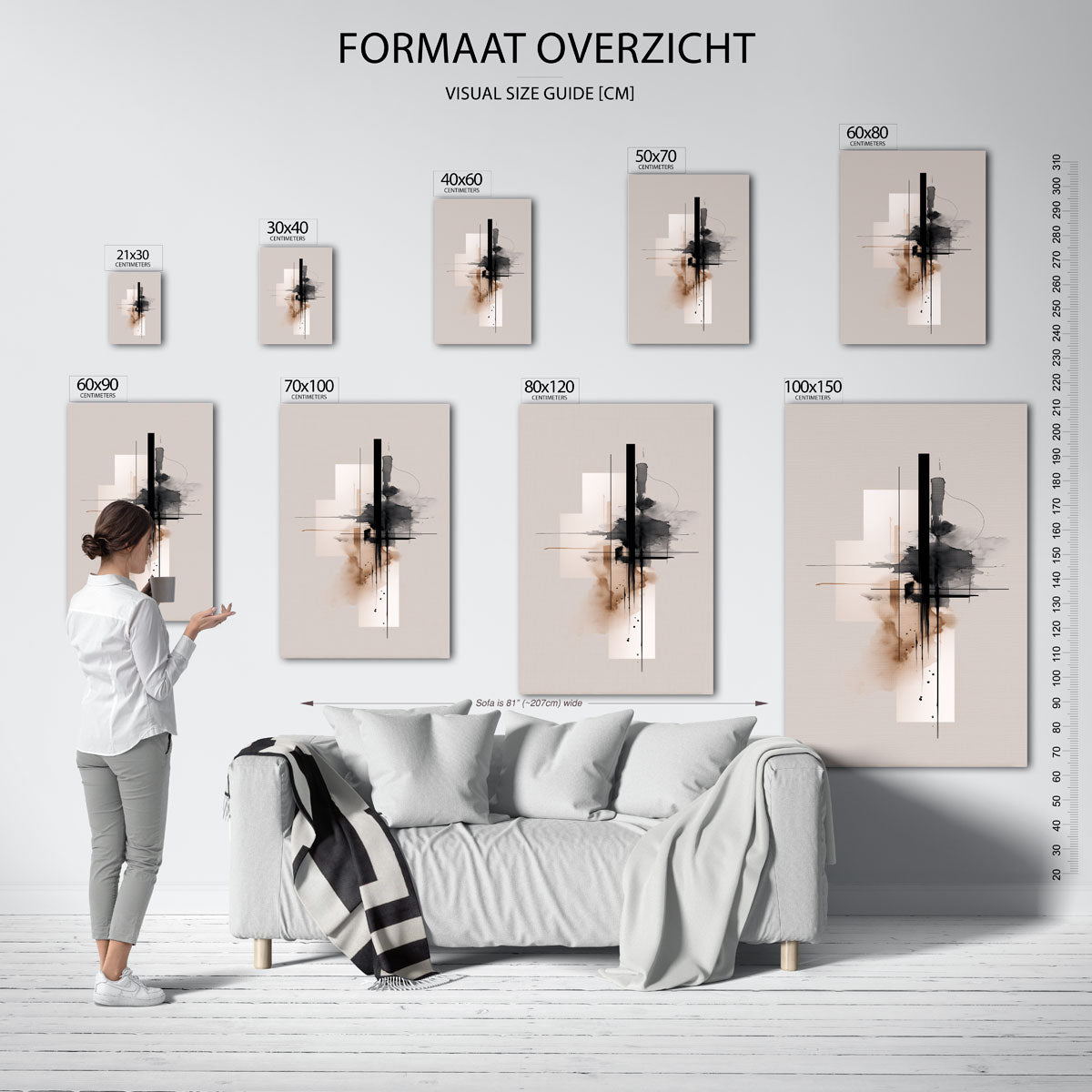 Abstracte lijnen en vormen – staande muurposter met abstracte vormen
