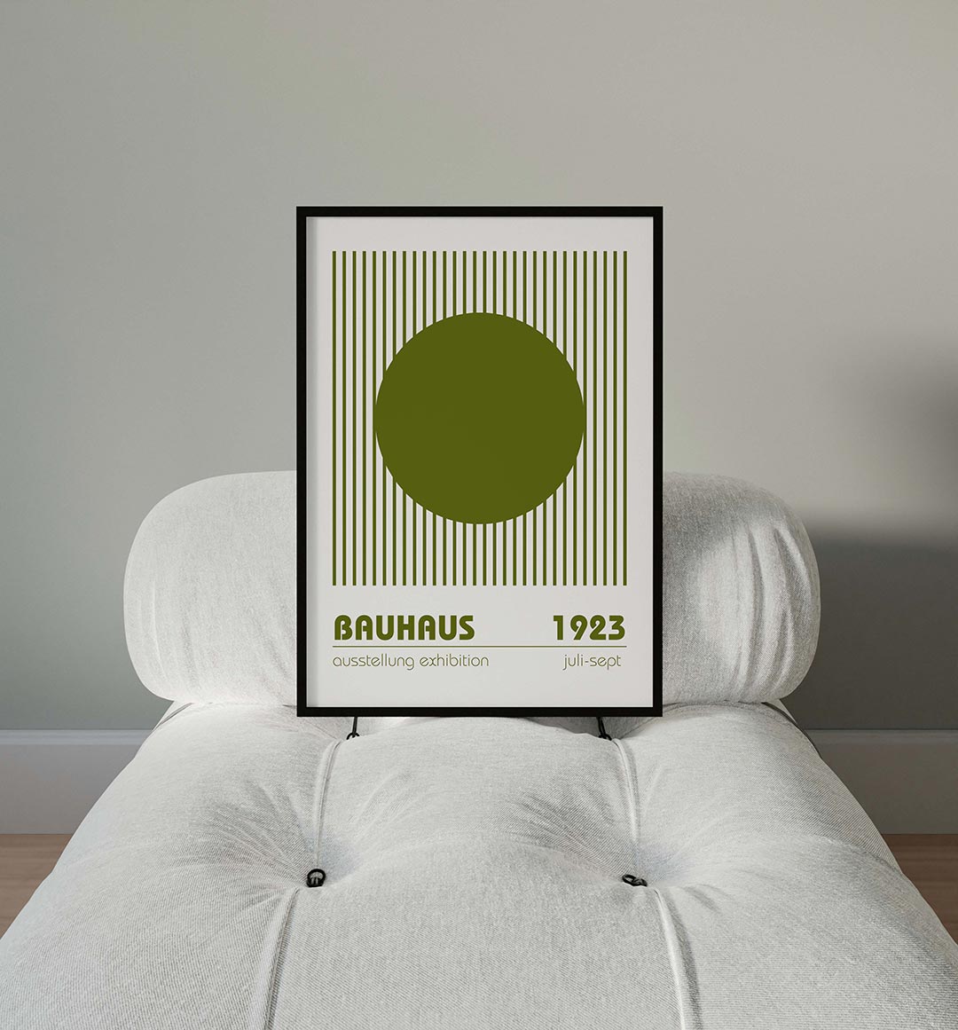 Cirkel en lijnen – moderne Bauhaus wandkunst als poster