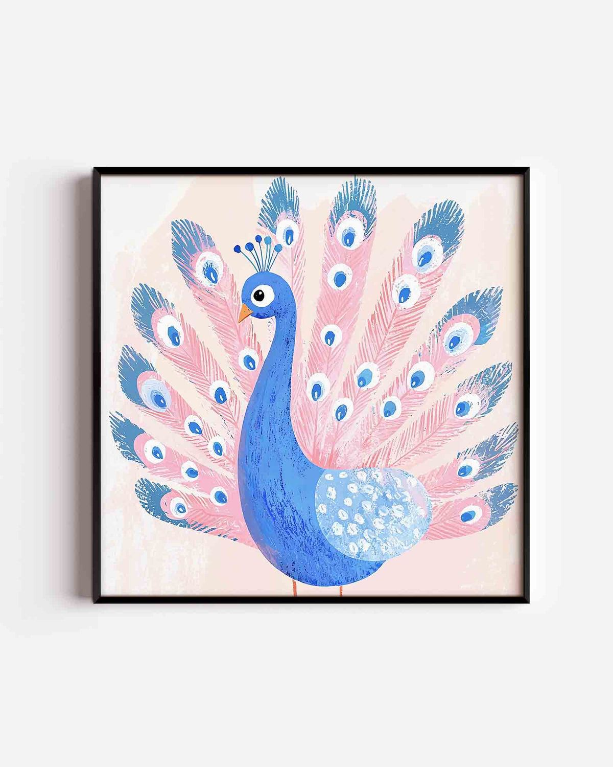 Blauwe pauw – vierkante dierenposter als wanddecoratie