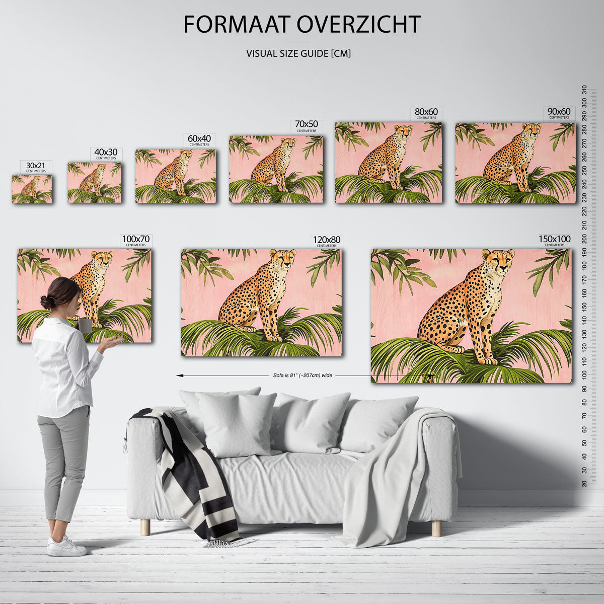Luipaard op palmbladeren – liggende muurposter met dierenthema