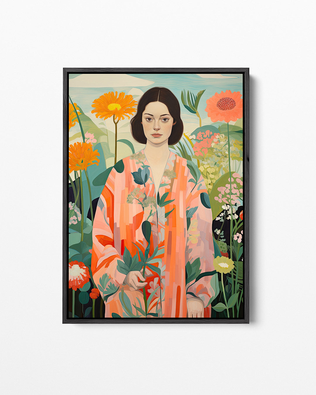 Vrouw in bloemen – staand wanddecoratie kunstwerk