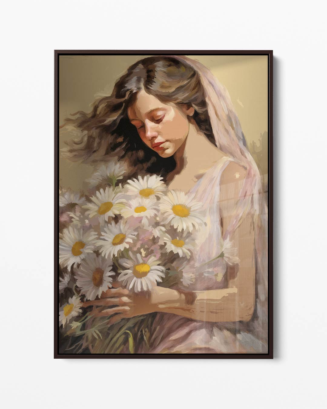 Vrouw met Madeliefjes – portret kunstwerk als wanddecoratie