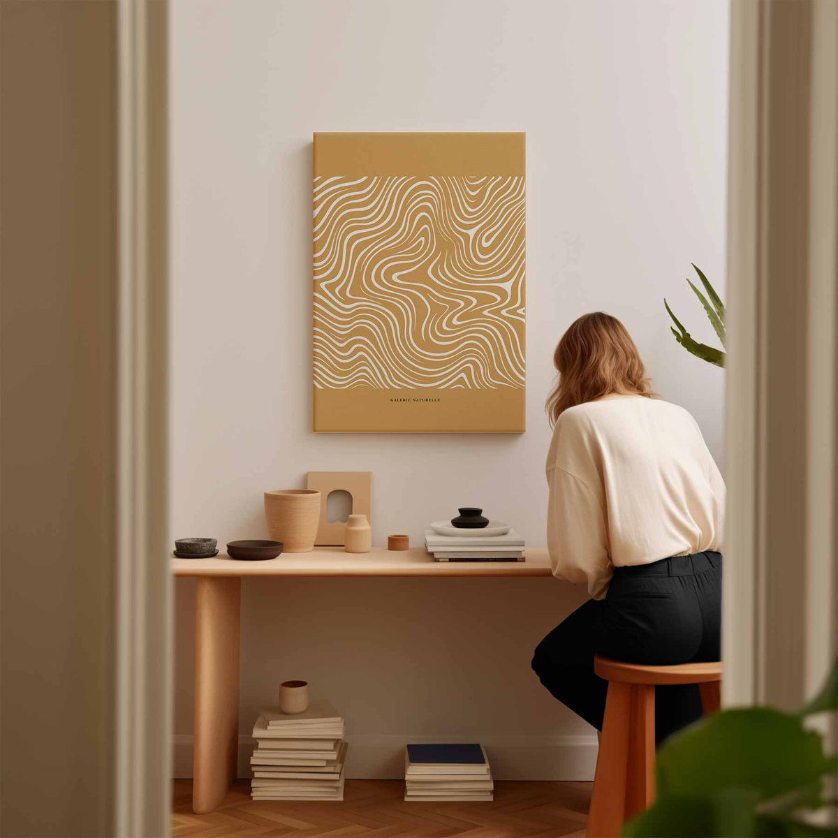 Golvende Lijnen Natuurprint – modern portret kunstwerk van WallArtistic