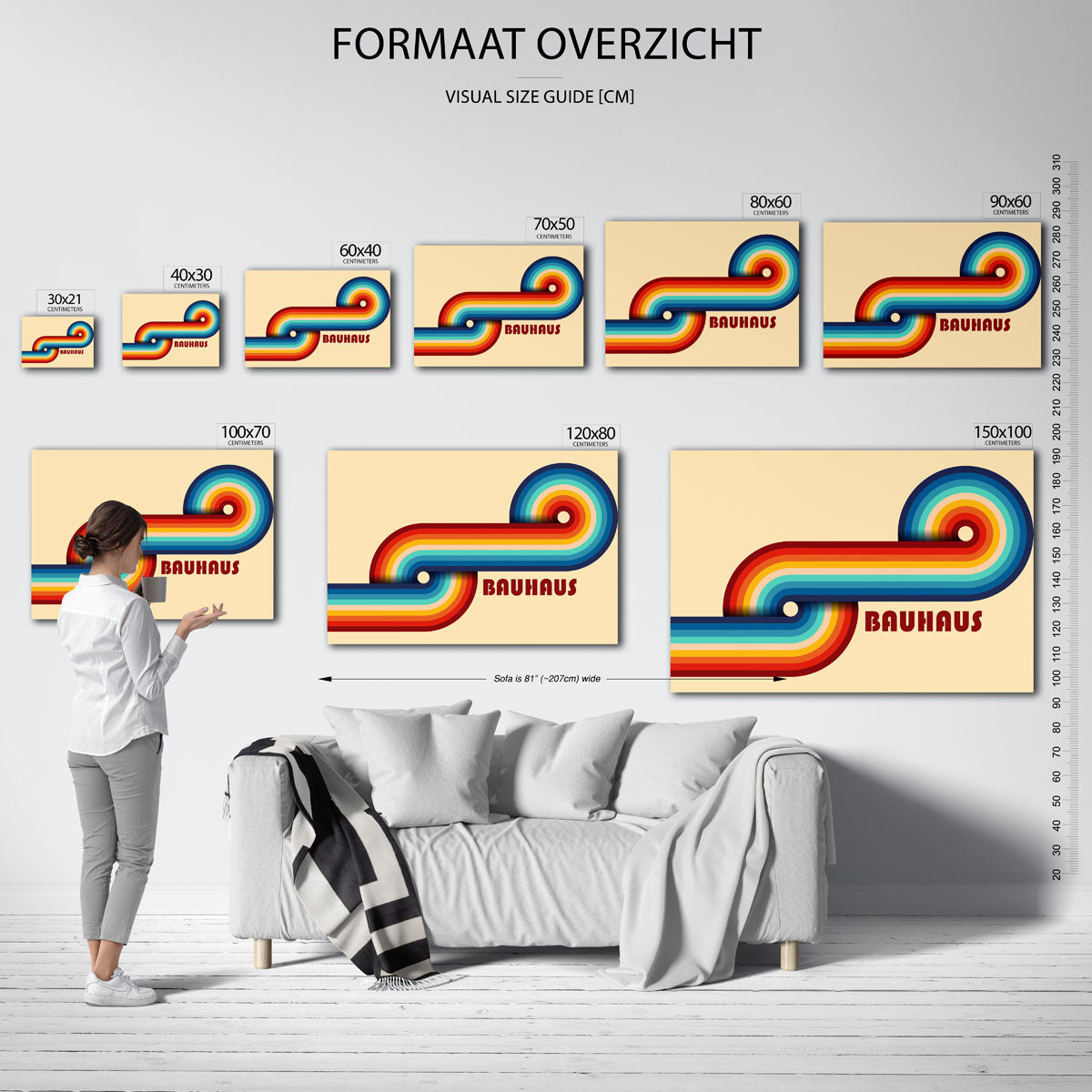 Kleurrijke lijnenspel – geometrische poster in Bauhaus-stijl van WallArtistic