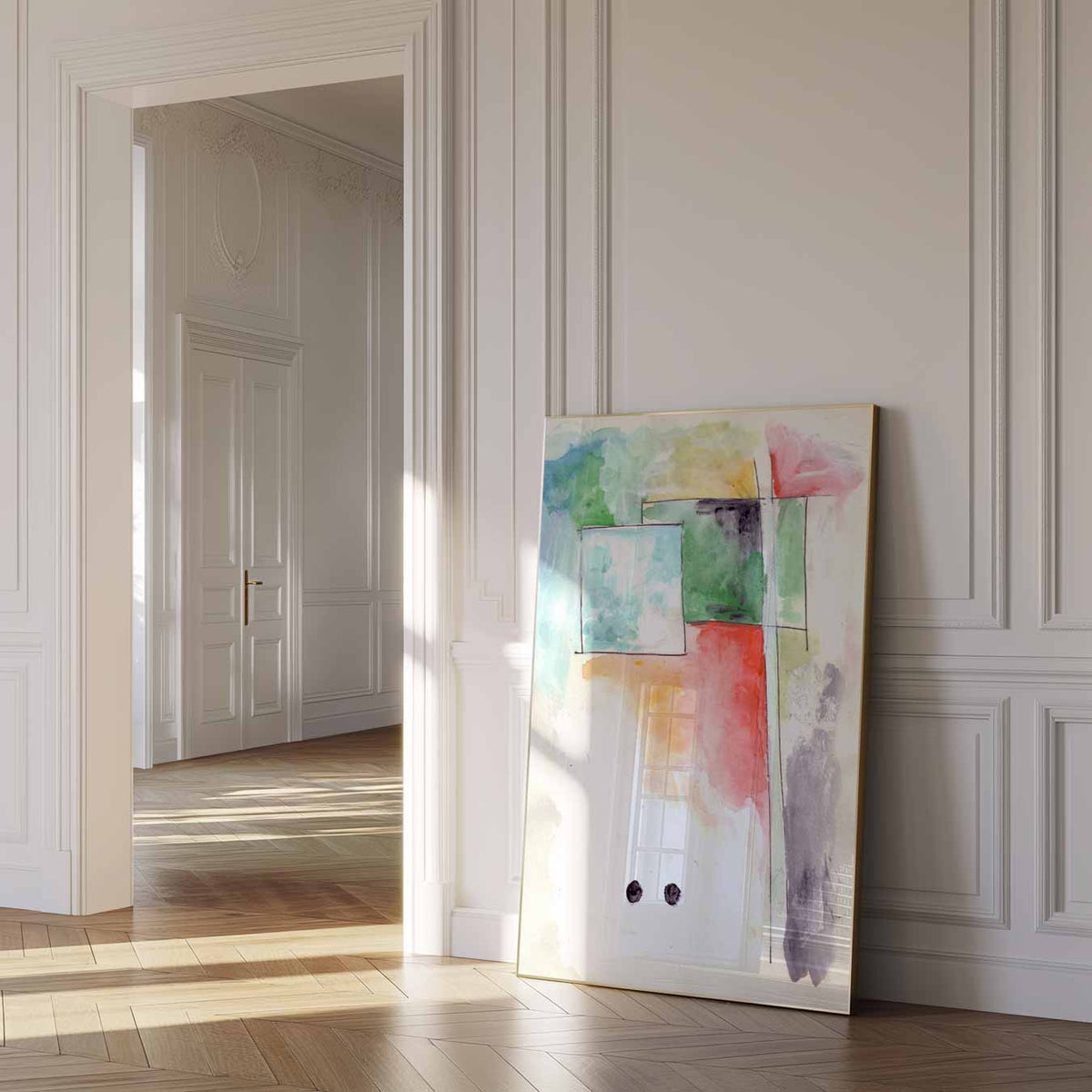 Kleurrijke Abstracte Compositie – urban poster in staand formaat