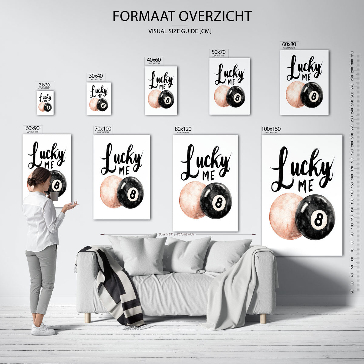 Lucky me – staande muurposter in Pop Art stijl