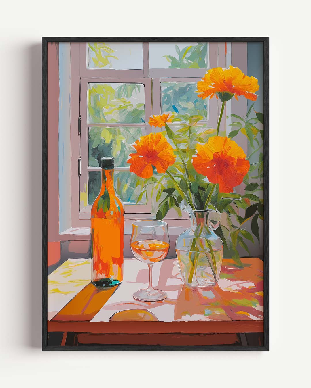 Zonnig Vensterzicht – bloemen portret poster als wanddecoratie