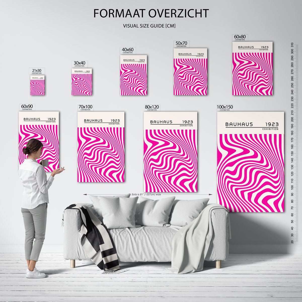 Golvend lijnenspel – geometrische poster in Bauhaus-stijl van WallArtistic