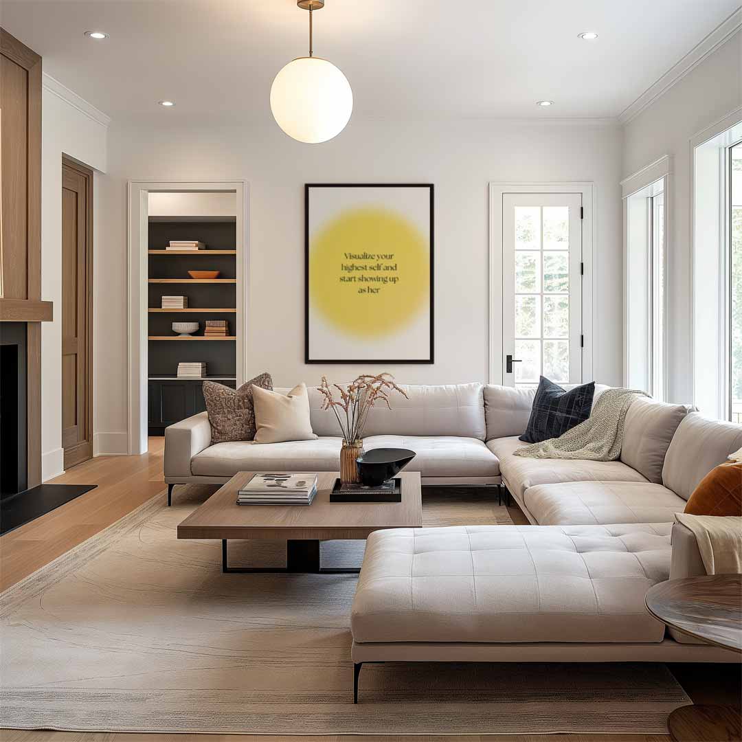Inspirerend zelfportret quote – staand kunstwerk voor modern interieur